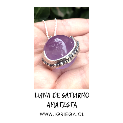 Colgante Luna de Saturno - Cuarzo Blanco