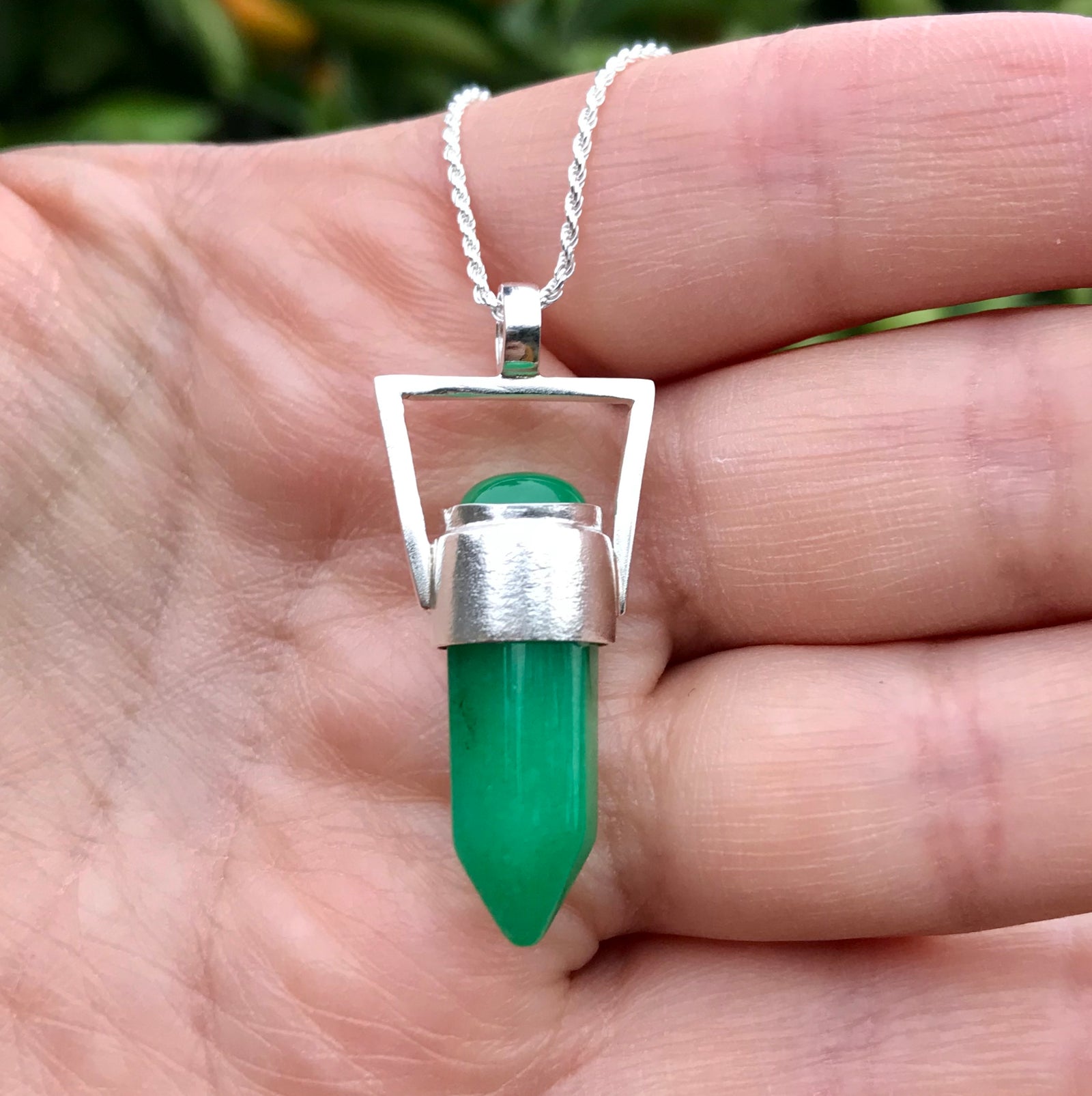 Colgante Geo Moon Jade Verde