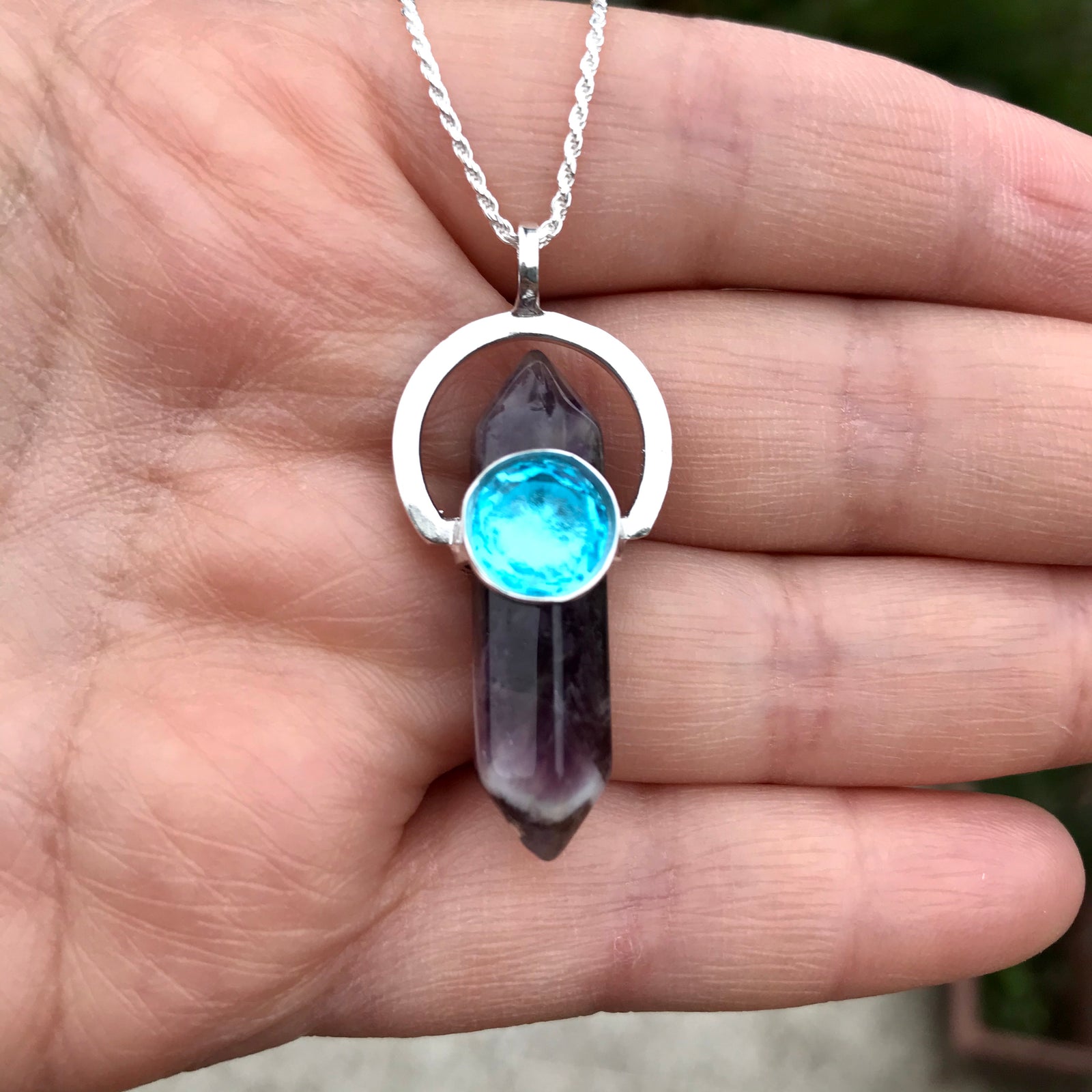 Colgante Geo Circle Aguamarina