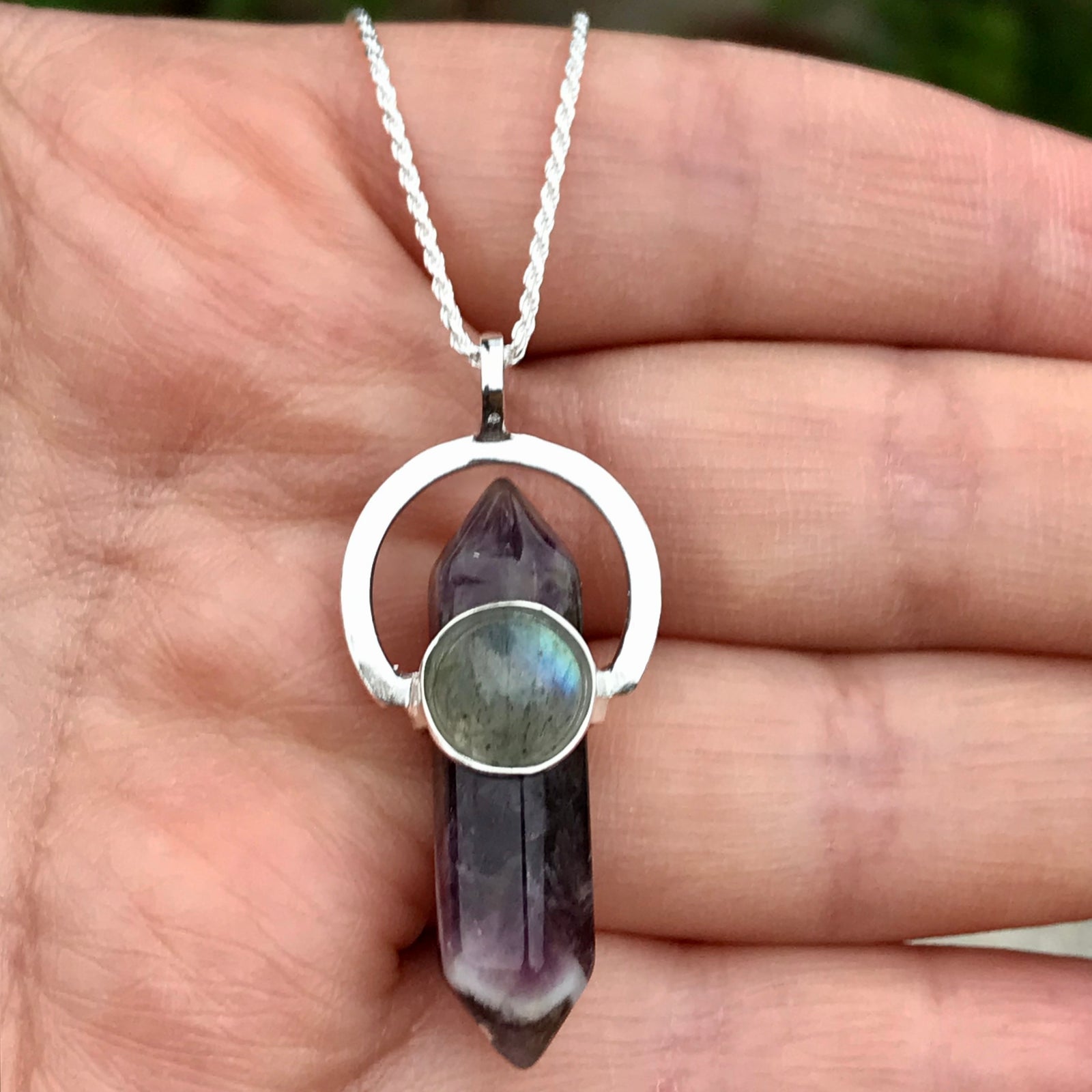Colgante Geo Circle Labradorita