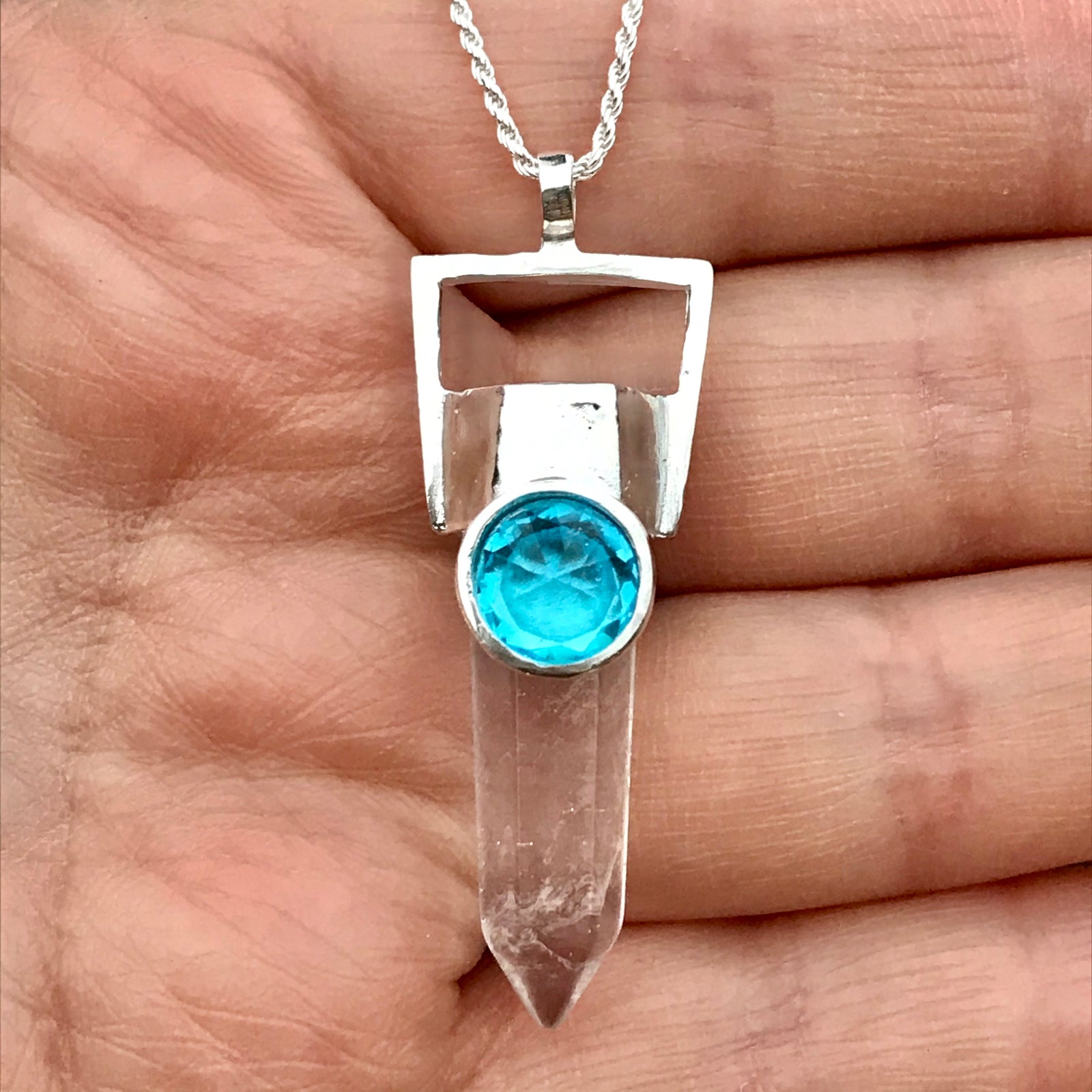 Colgante Geo Classic Cristal Aguamarina
