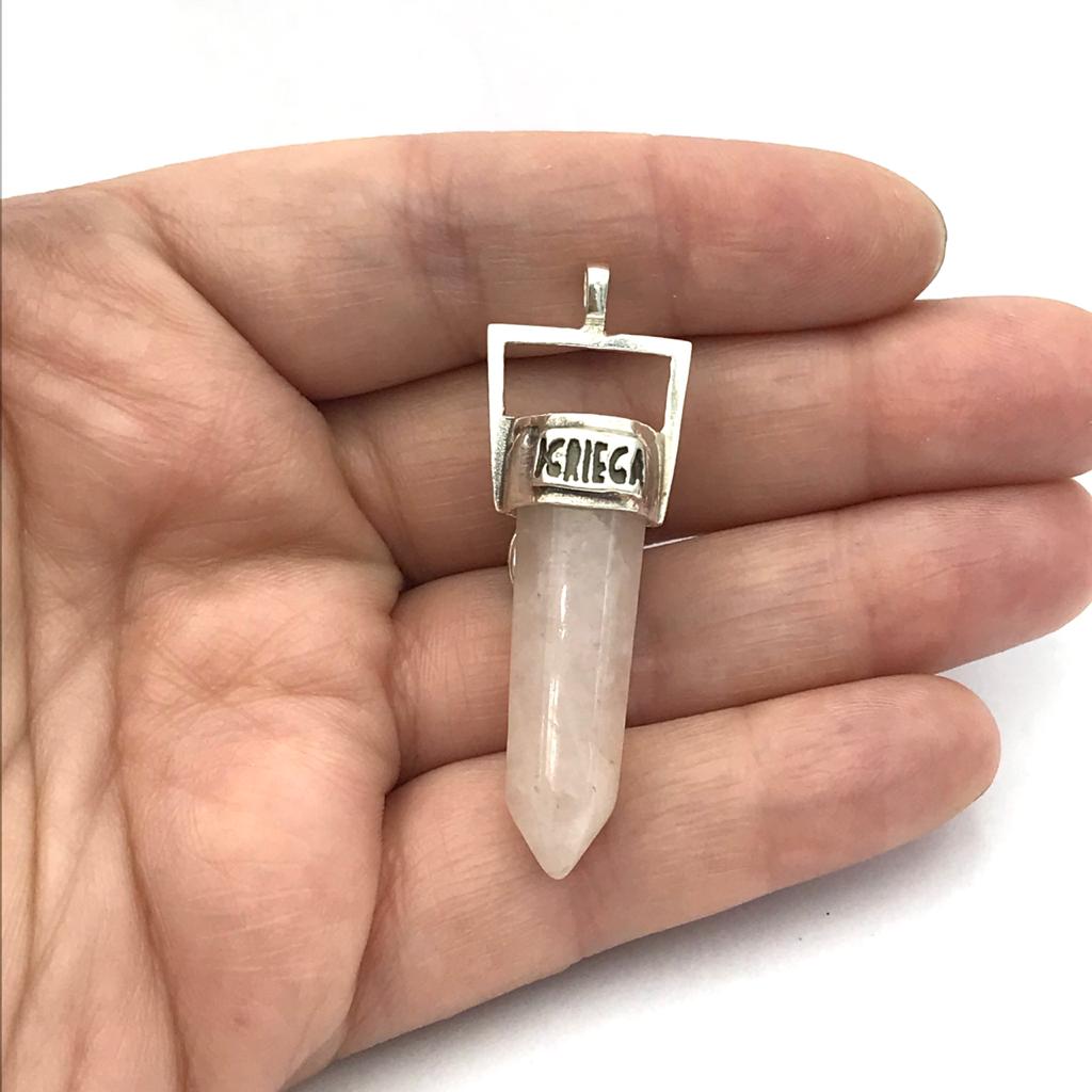 Colgante Geo Classic Cuarzo Rosa