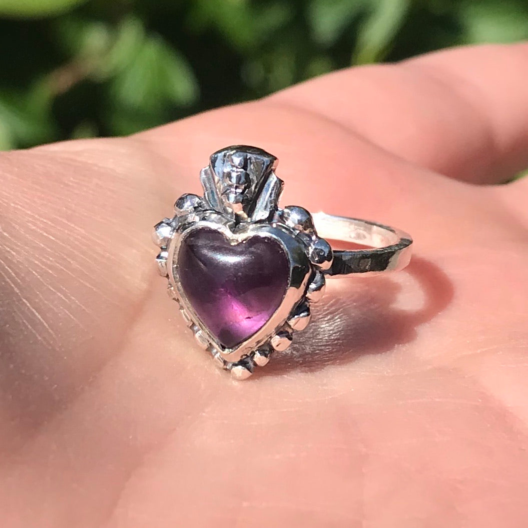 Anillo Corazón Estelar Amatista